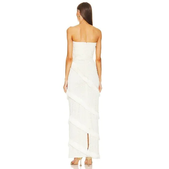 PatBO Strapless Fringe Trim Maxi Dress in Ivory - Picture 6 of 6